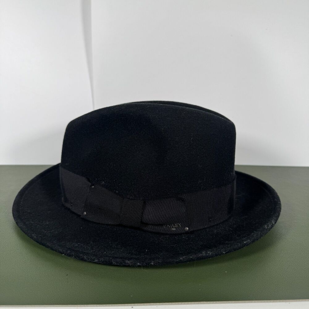 Bailey of Hollywood Blixen Black Wool LiteFelt Fedora Hat Mens L Packable